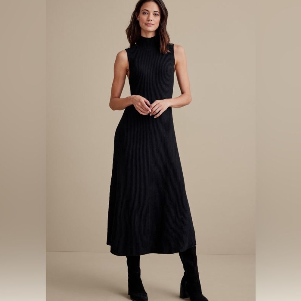 Soft Surroundings Carolyn Black Knitted Sleeveless Dress Size Medium